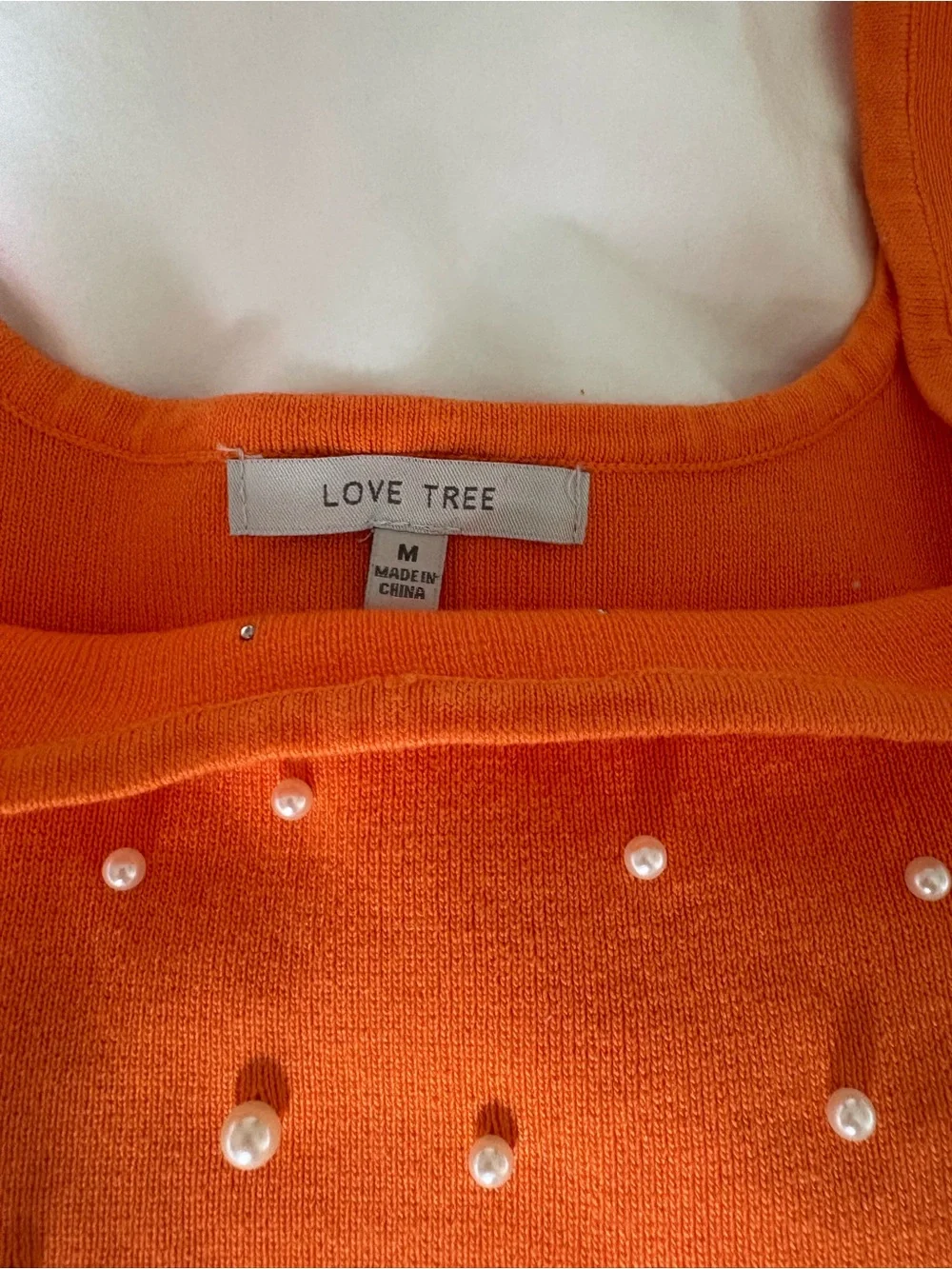 Love Tree Orange Pearl-Studded Knit Crop Tank - Picture 5 of 5